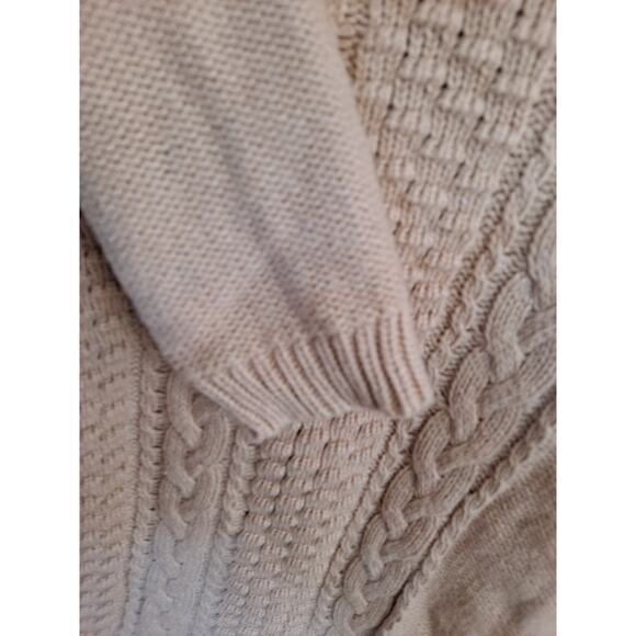 J. Crew Tan Cable Knit Crew Neck Long Sleeve Sweater Size Small - Picture 4 of 7